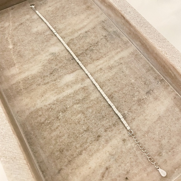 925 Sterling Silver Dainty Cube Bracelet Minimalist Tiny Block Bracelet - Picture 3 of 4